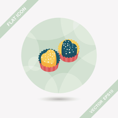 Valentine\'s Day chocolate flat icon with long shadowのイラスト素材