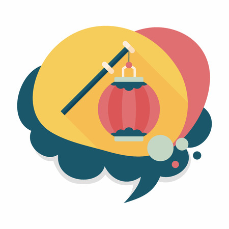 Chinese New Year flat icon with long shadow, Chinese decorative lanternのイラスト素材