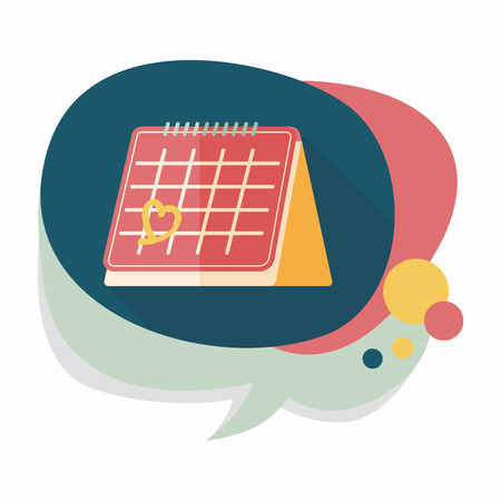 Valentine\'s Day February fourteen calendar flat icon with long shadowのイラスト素材