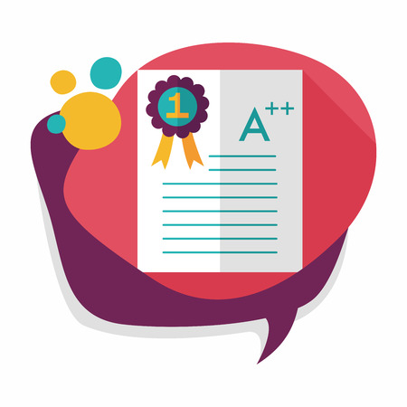 A plus grade in the notebook,flat icon with long shadow,eps10のイラスト素材