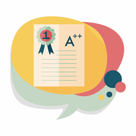 A plus grade in the notebook,flat icon with long shadow,eps10のイラスト素材