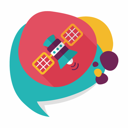 Space Satellite flat icon with long shadow,eps10のイラスト素材