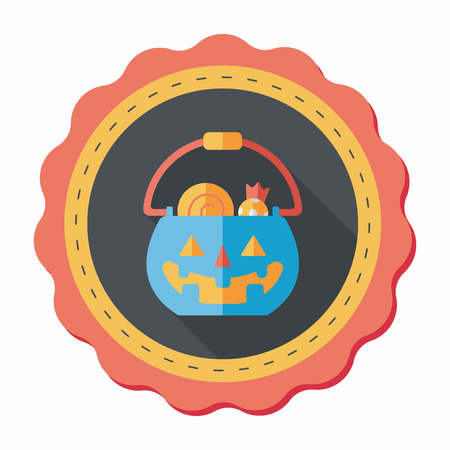 Halloween pumpkin shaped box flat icon with long shadow, eps10のイラスト素材