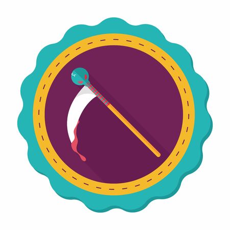 Halloween scythe costume flat icon with long shadow,eps10のイラスト素材