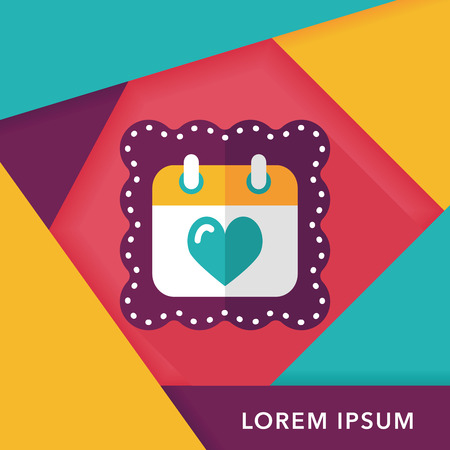 wedding day calendar flat icon with long shadowのイラスト素材