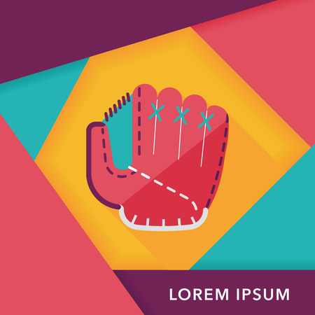 baseball glove flat icon with long shadowのイラスト素材
