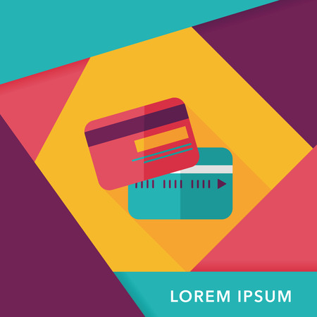 credit card flat icon with long shadowのイラスト素材