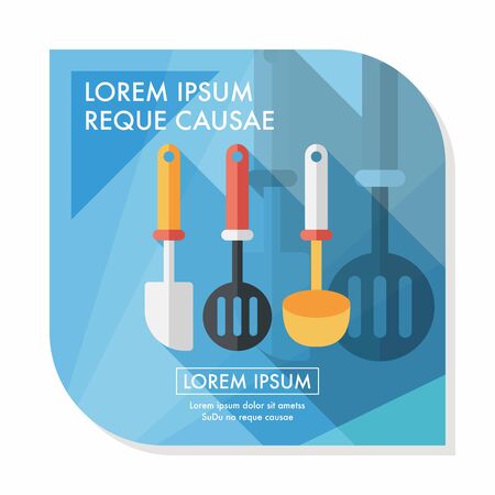 kitchenware spatula flat icon with long shadowのイラスト素材