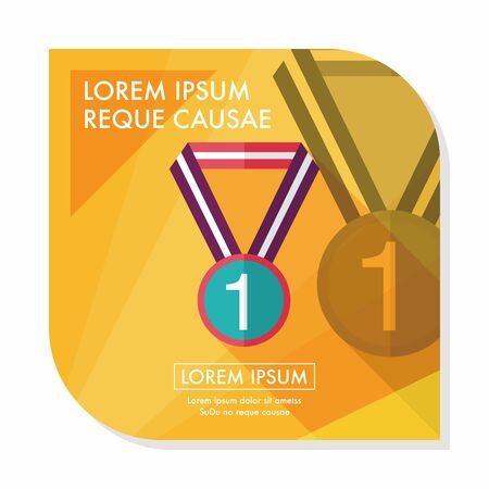 medal flat icon with long shadowのイラスト素材