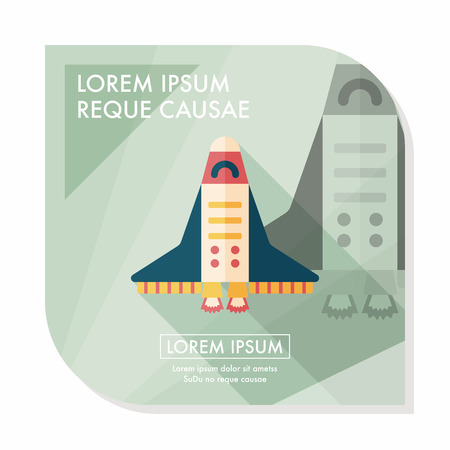 Spaceship flat icon with long shadowのイラスト素材