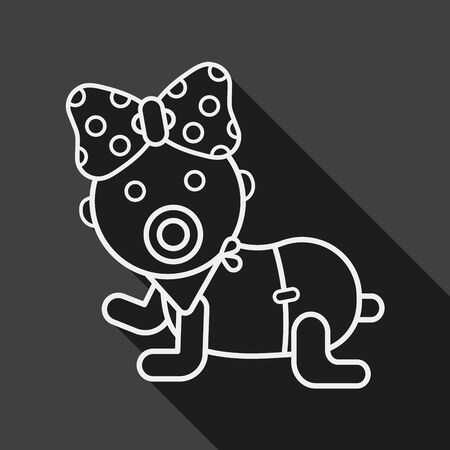 baby rattle flat icon with long shadow,eps10のイラスト素材