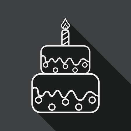birthday cake flat icon with long shadow,eps10のイラスト素材