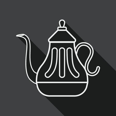 tea pot flat icon with long shadow,eps10のイラスト素材
