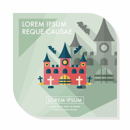 Halloween castle flat icon with long shadow,eps10のイラスト素材