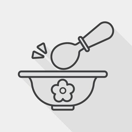 baby food bowl flat icon with long shadow,eps10のイラスト素材