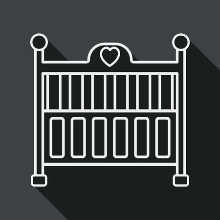 baby cradle bed flat icon with long shadow,eps10のイラスト素材