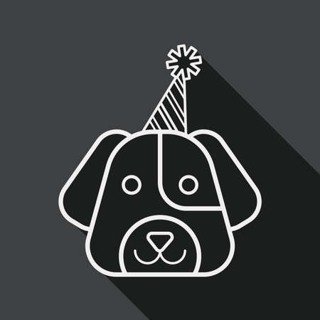 dog birthday flat icon with long shadow,eps10のイラスト素材