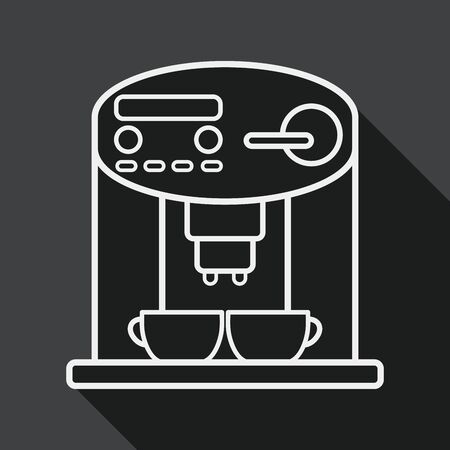 coffee machine flat icon with long shadow,eps10のイラスト素材