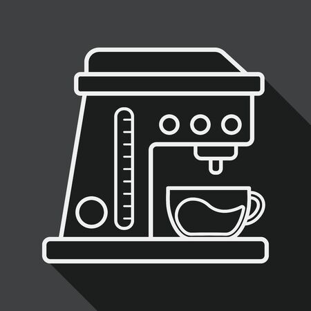 coffee machine flat icon with long shadow,eps10のイラスト素材