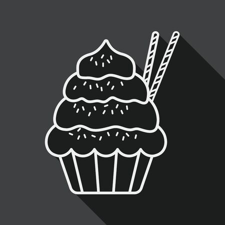 cupcake flat icon with long shadow,eps10のイラスト素材