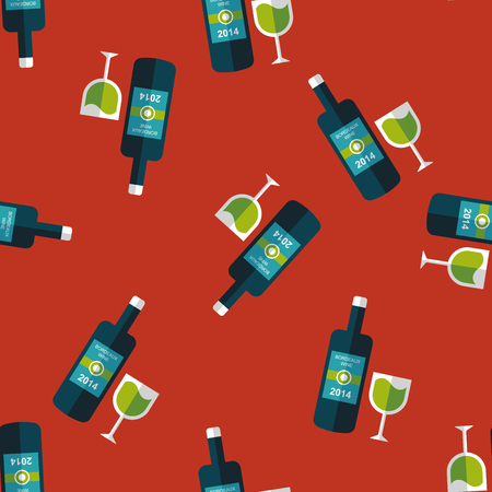 Wine bottle and a glass flat icon with long shadow,eps10のイラスト素材