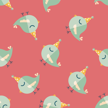 bird with birthday hat flat icon with long shadow,eps10のイラスト素材