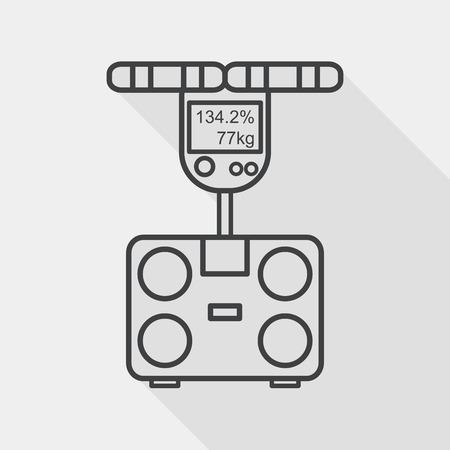 Weight scale flat icon with long shadow, line iconのイラスト素材
