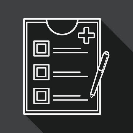 clinical record flat icon with long shadow, line iconのイラスト素材
