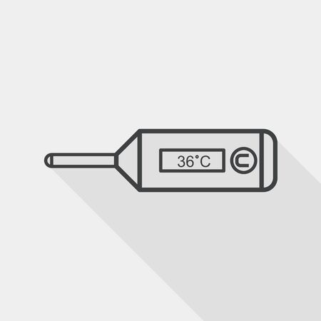medical thermometer flat icon with long shadow, line iconのイラスト素材