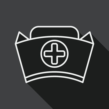 nurse hat flat icon with long shadow, line iconのイラスト素材