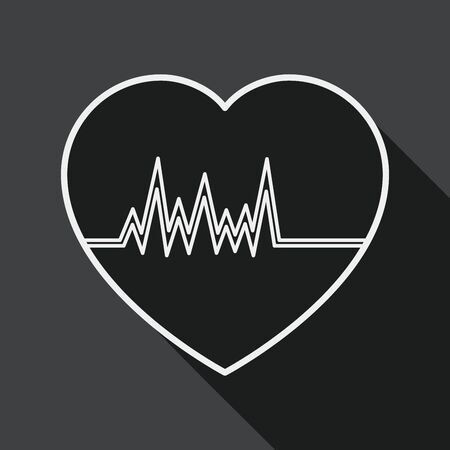 ECG flat icon with long shadowのイラスト素材