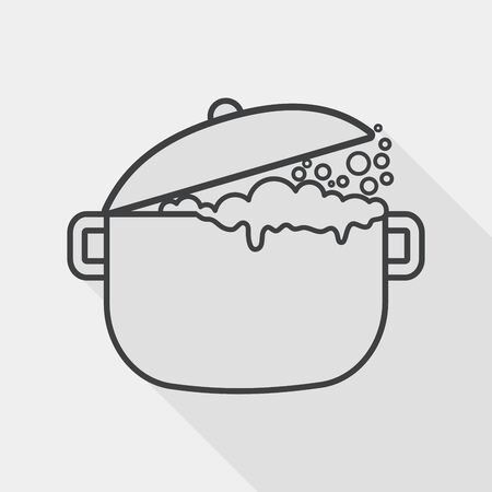 kitchenware pot flat icon with long shadow, line iconのイラスト素材