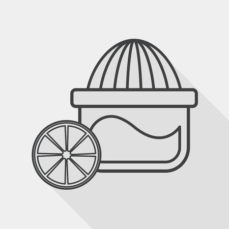 kitchenware juicer flat icon with long shadow, line iconのイラスト素材