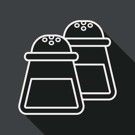 kitchenware pepper bottle flat icon with long shadow, line iconのイラスト素材