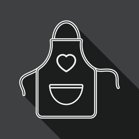 kitchenware apron flat icon with long shadow, line iconのイラスト素材