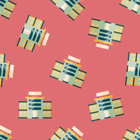Commercial Building flat icon seamless pattern backgroundのイラスト素材