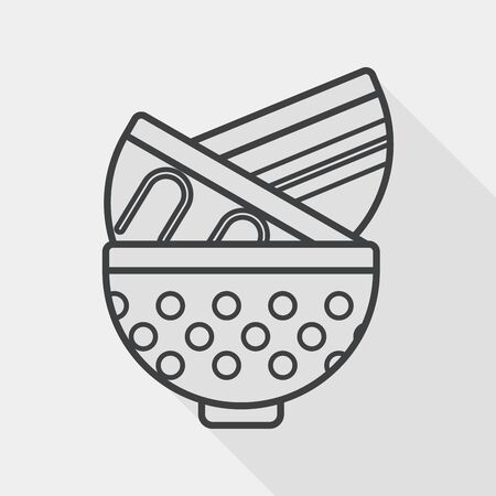 kitchenware bowl flat icon with long shadow, line iconのイラスト素材