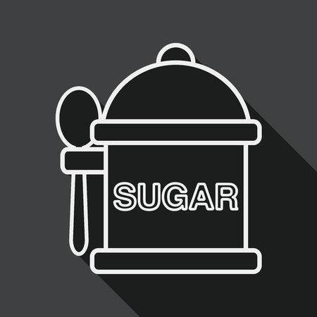 kitchenware sugar flat icon with long shadow, line iconのイラスト素材