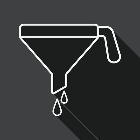 kitchenware funnel flat icon with long shadow, line iconのイラスト素材
