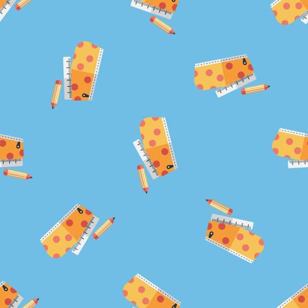 pencil box flat icon seamless pattern backgroundのイラスト素材
