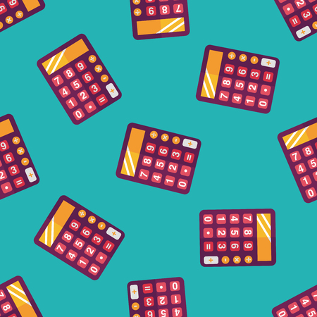 calculator flat icon seamless pattern backgroundのイラスト素材
