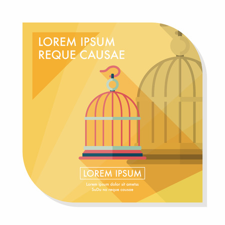 Pet bird cage flat icon with long shadow, eps10のイラスト素材