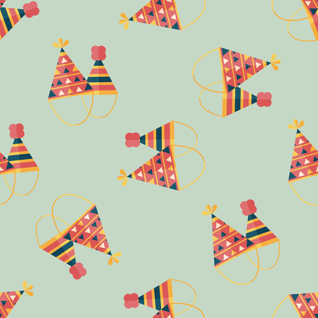 Birthday hat flat icon,eps10 seamless pattern backgroundのイラスト素材