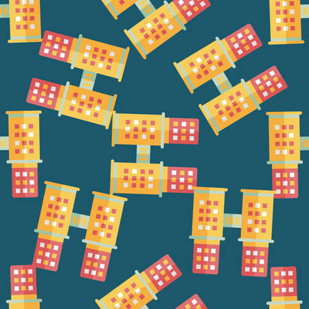 Commercial Building flat icon,eps10 seamless pattern backgroundのイラスト素材