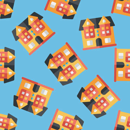 Building flat icon,eps10 seamless pattern backgroundのイラスト素材