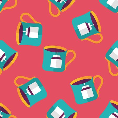 teabag flat icon,eps10 seamless pattern backgroundのイラスト素材