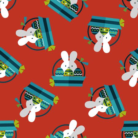 easter bunny flat icon,eps10 seamless pattern backgroundのイラスト素材