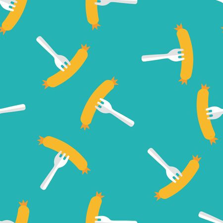 sausage flat icon,eps10 seamless pattern backgroundのイラスト素材
