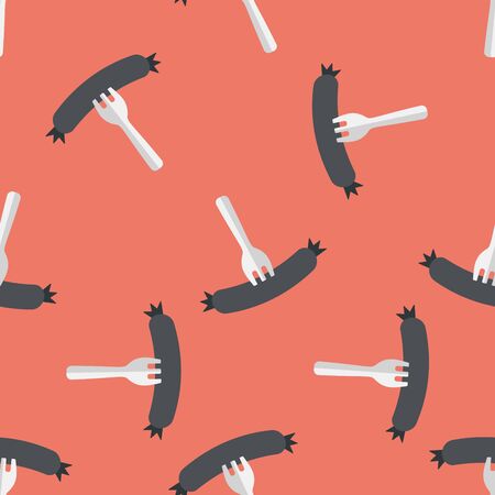 sausage flat icon,eps10 seamless pattern backgroundのイラスト素材