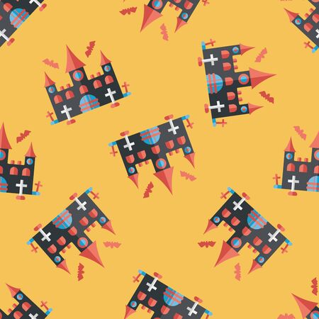 Halloween castle flat icon,eps10 seamless pattern backgroundのイラスト素材